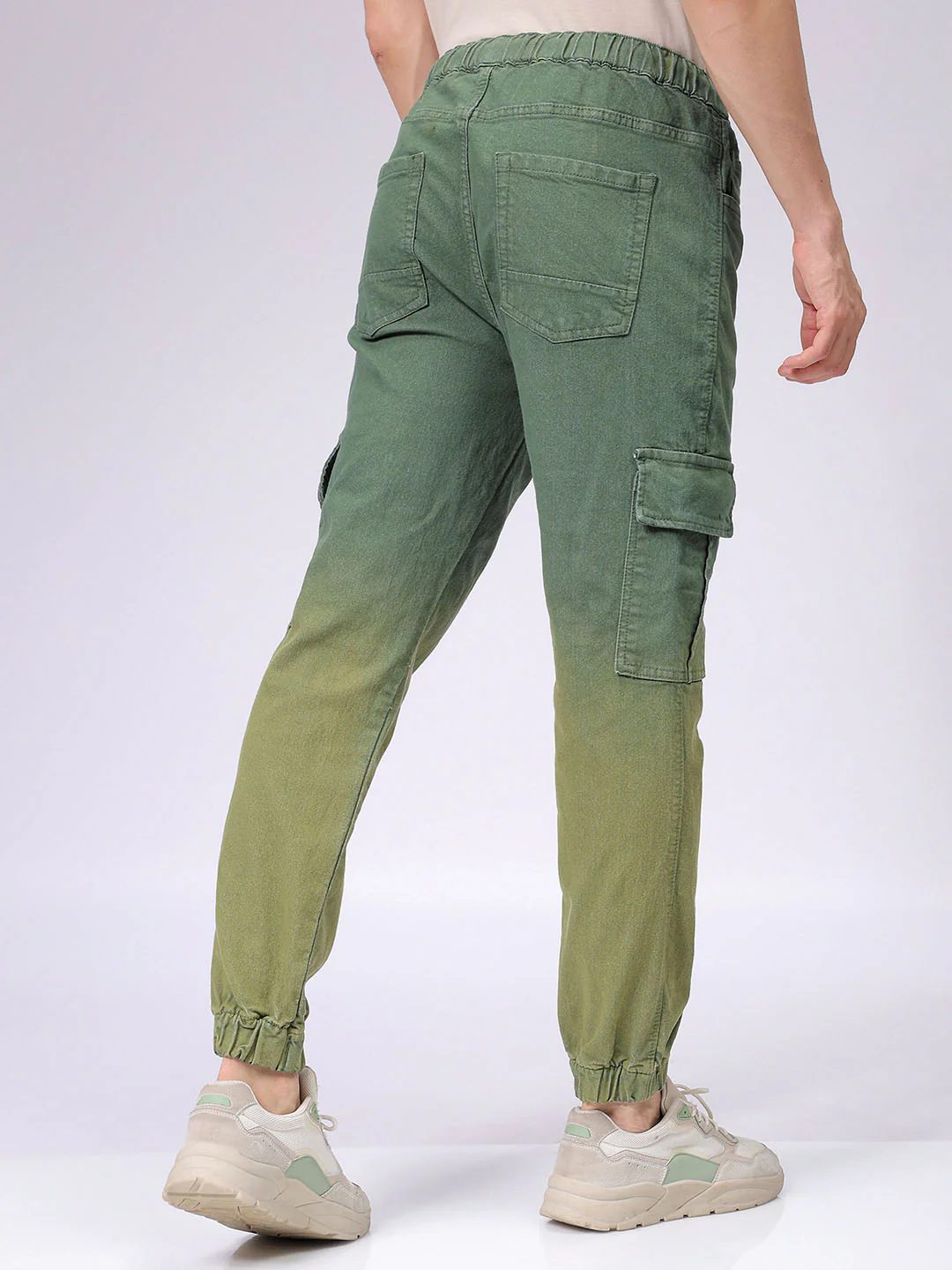 Men's Green Regular Fit Ombre Street Wear Jeans - Image 5