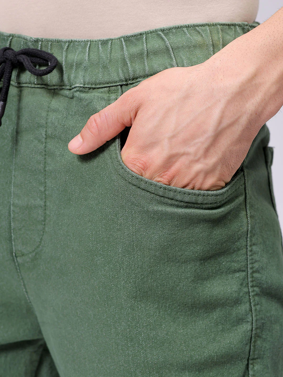 Men's Green Regular Fit Ombre Street Wear Jeans - Image 7