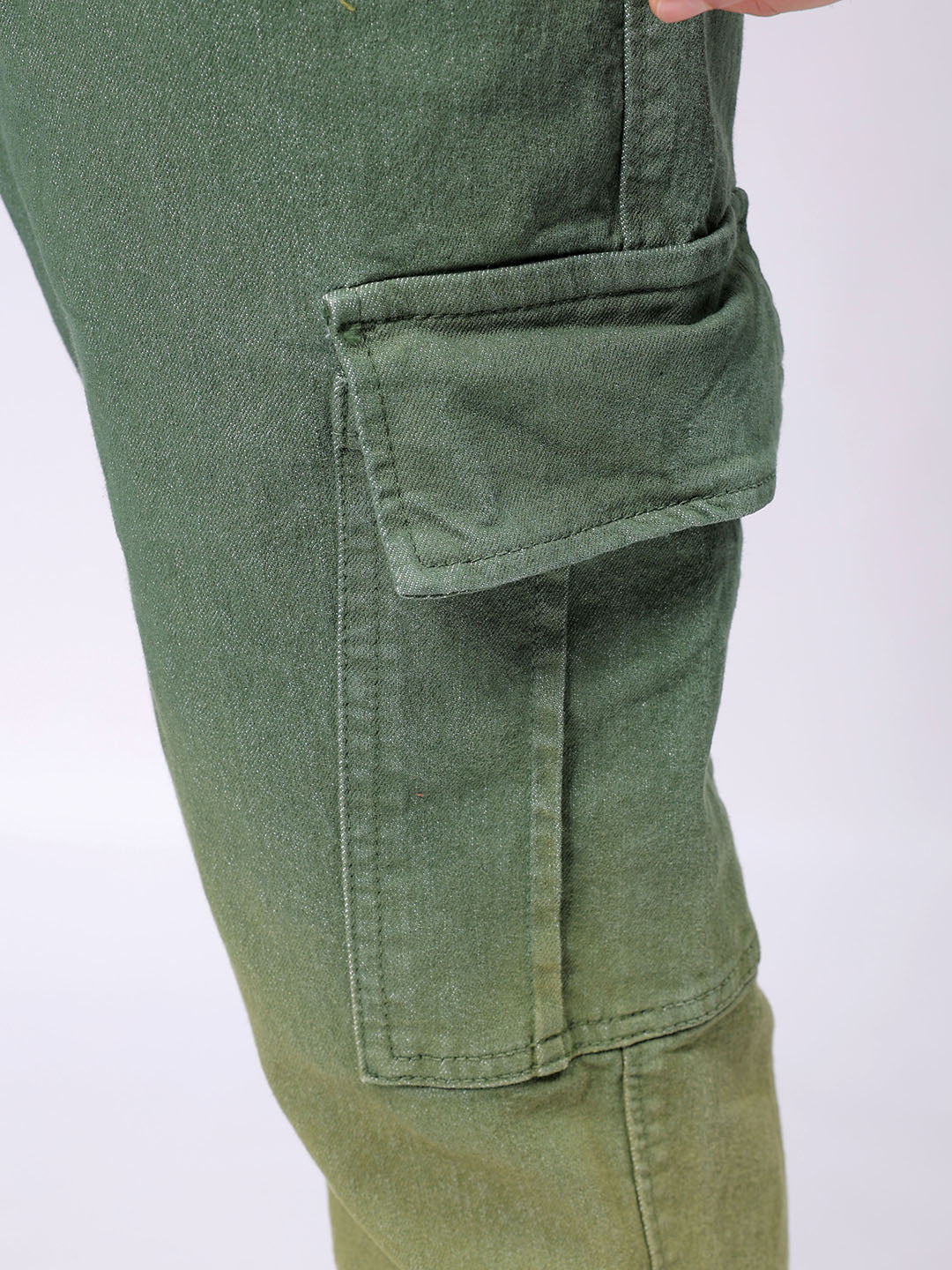 Men's Green Regular Fit Ombre Street Wear Jeans - Image 8