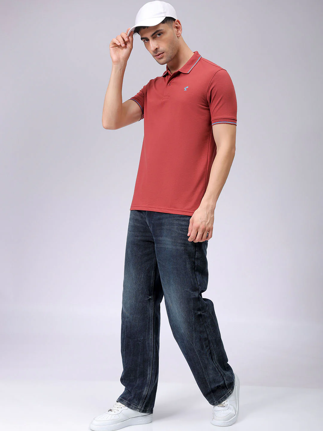 Men's Marsala Regular Fit Embroided Casual T-Shirt - Image 3