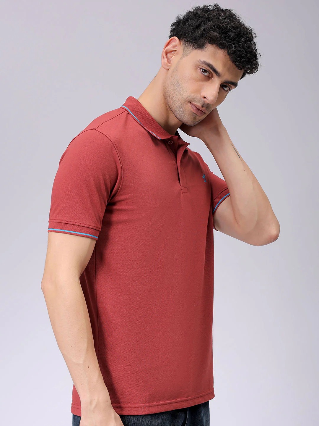 Men's Marsala Regular Fit Embroided Casual T-Shirt - Image 4