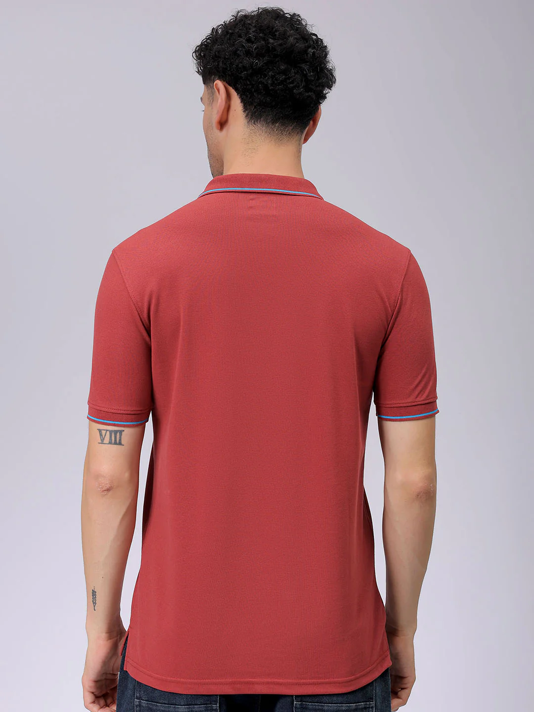 Men's Marsala Regular Fit Embroided Casual T-Shirt - Image 5