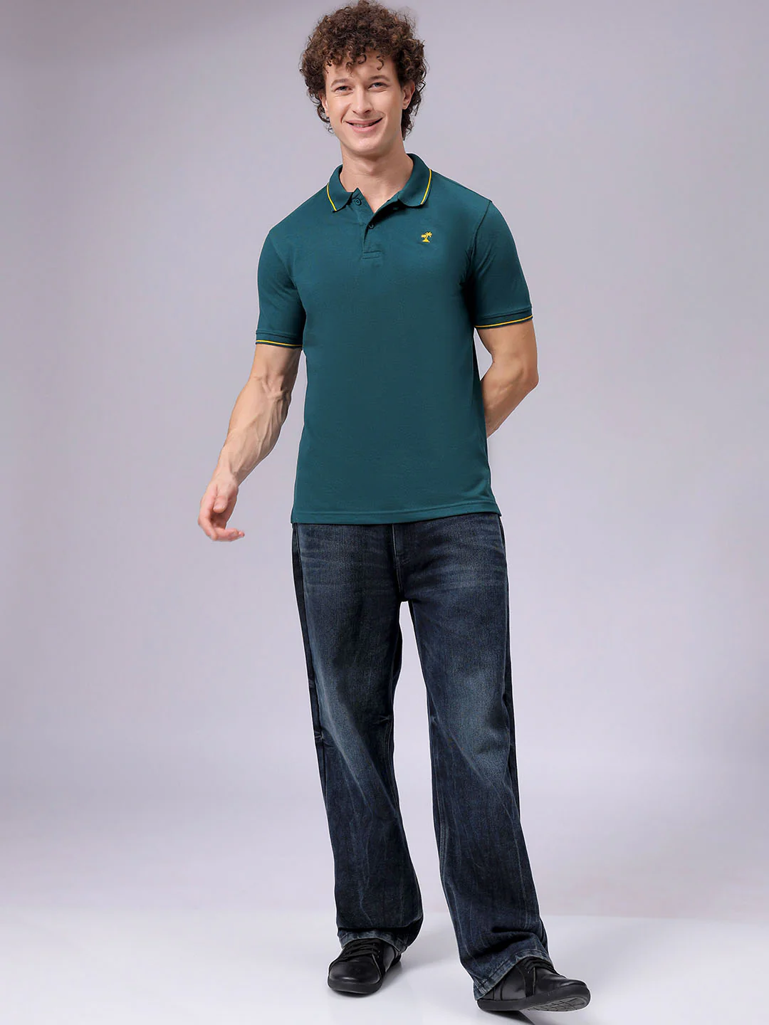Men's Malachite Regular Fit Embroided Casual T-Shirt - Image 3
