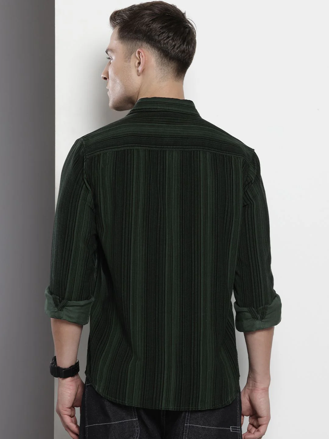 Men's Green Regular Fit Printed Casual Shirt - Image 3