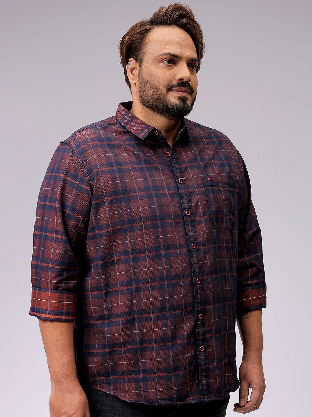 Men's Red Regular Fit Checked Casual Shirt - Image 2