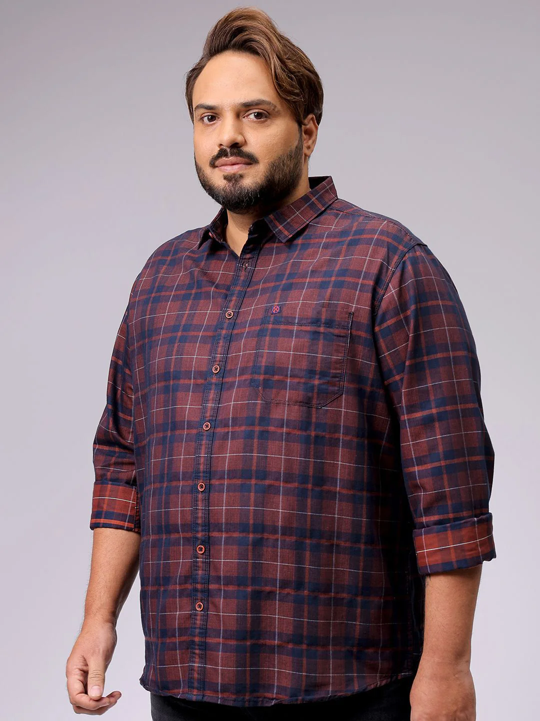 Men's Red Regular Fit Checked Casual Shirt - Image 3