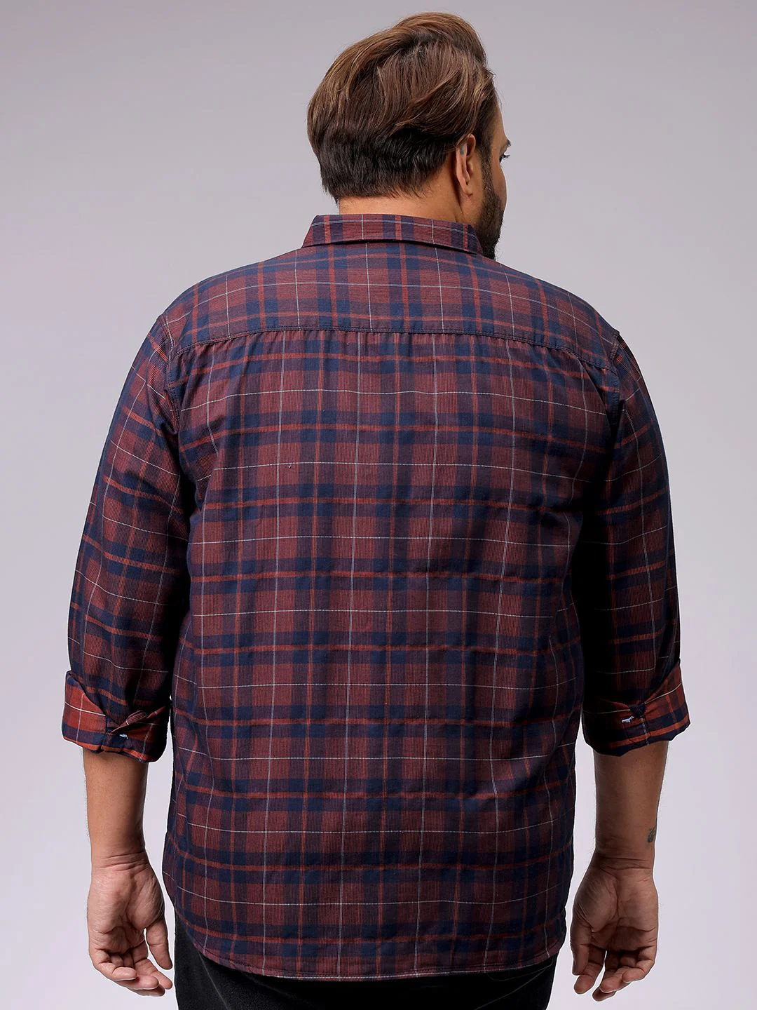 Men's Red Regular Fit Checked Casual Shirt - Image 4