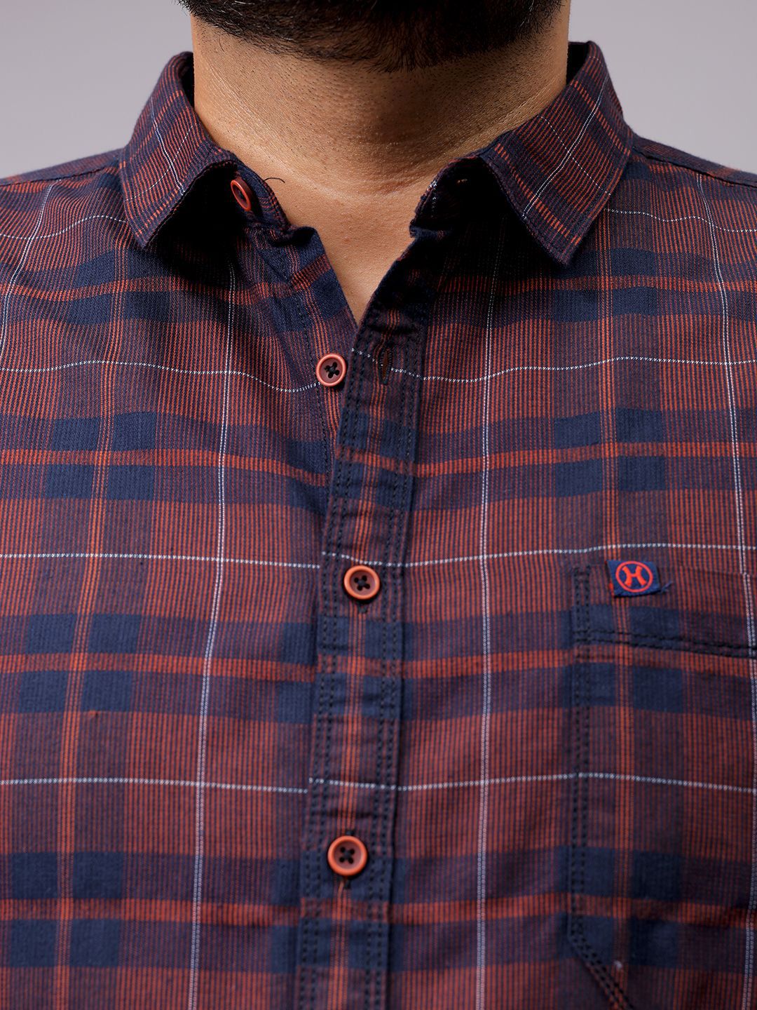 Men's Red Regular Fit Checked Casual Shirt - Image 5