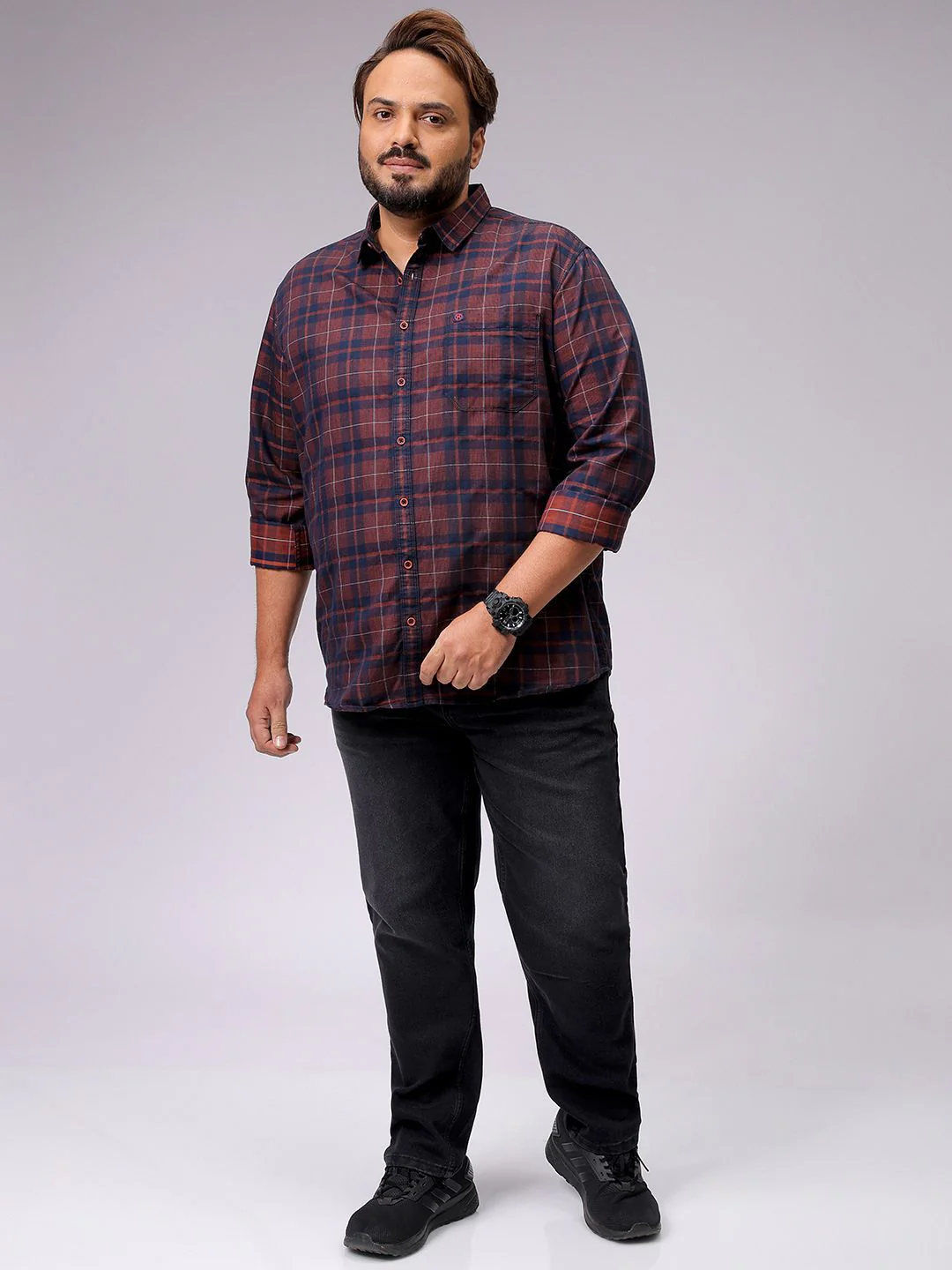 Men's Red Regular Fit Checked Casual Shirt - Image 6