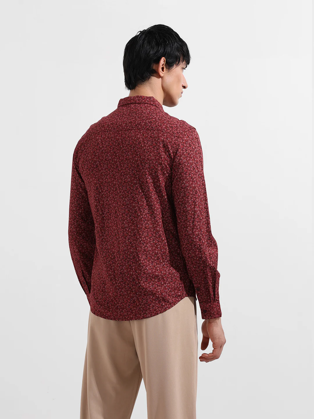 Men's Red Regular Fit Floral Printed Floral Shirt - Image 7