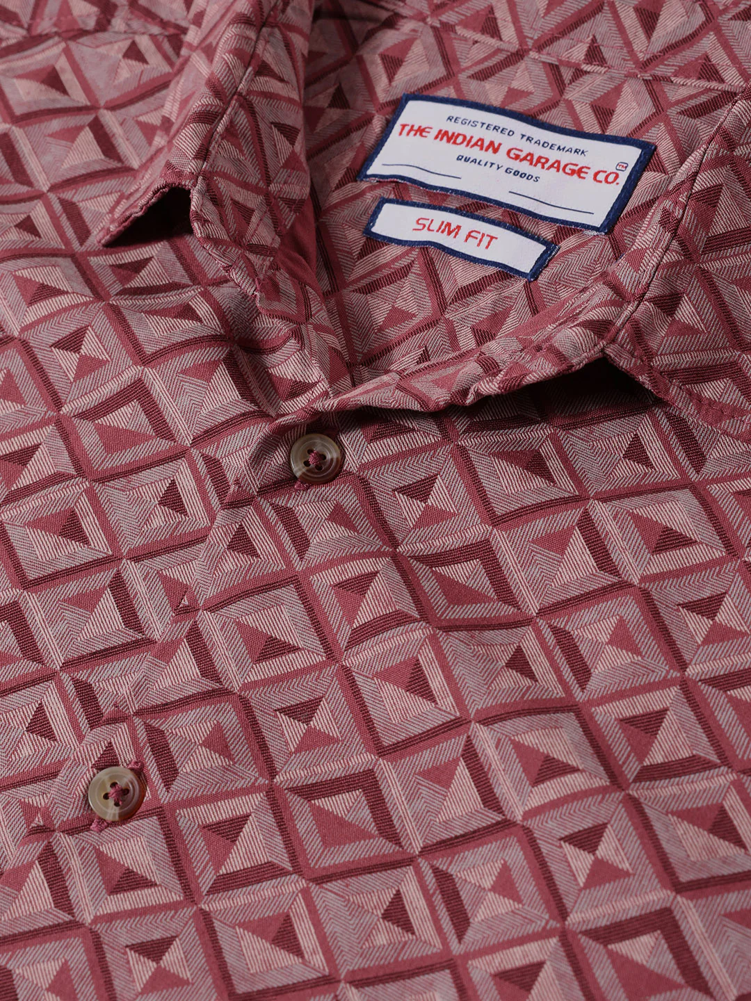 Men's Rust Regular Fit Printed Print Shirt - Image 3