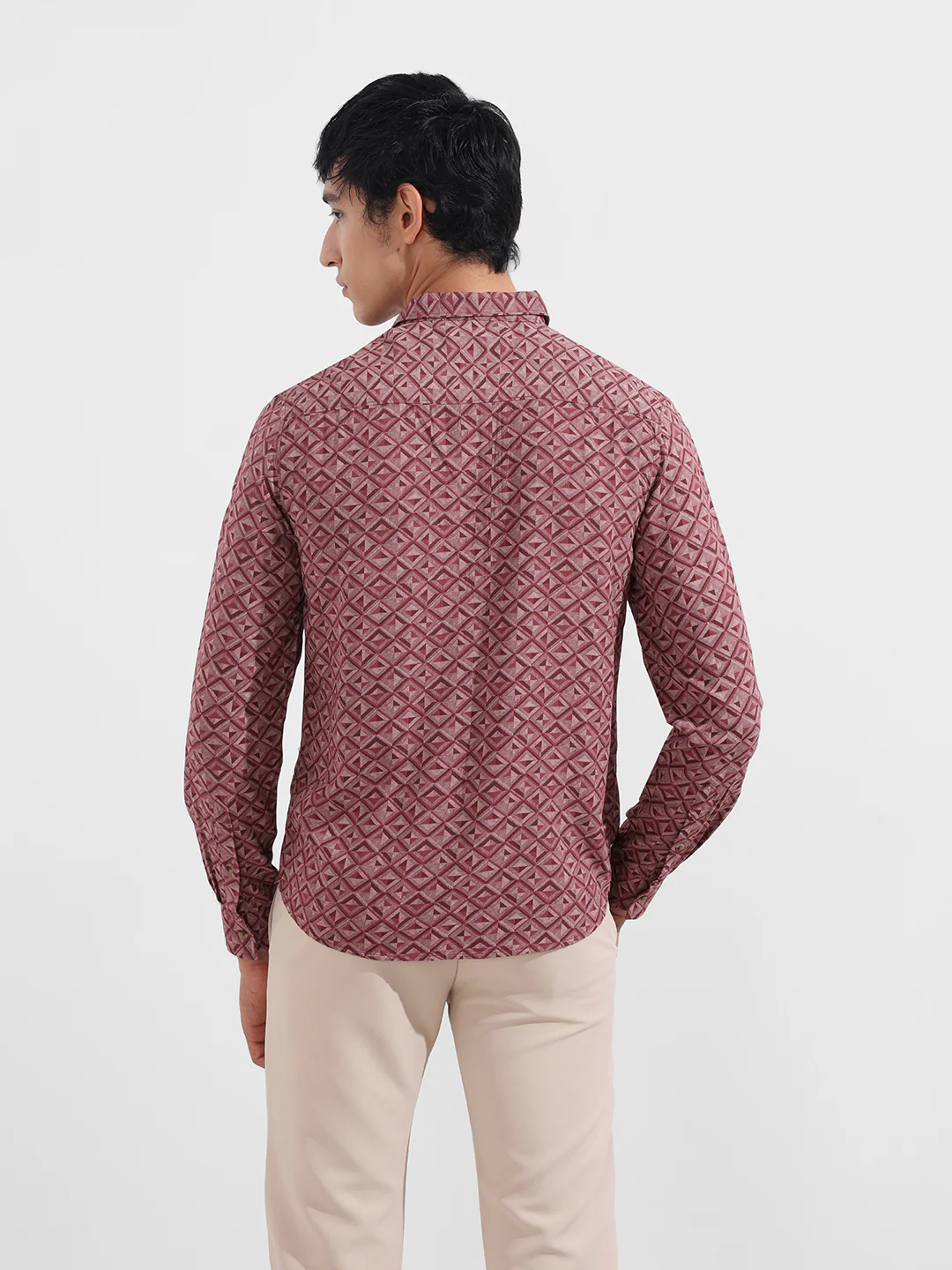 Men's Rust Regular Fit Printed Print Shirt - Image 6