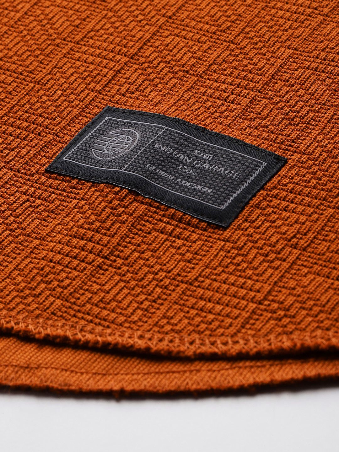 Men's Warm Amber Regular Fit Textured Casual T-Shirt - Image 6