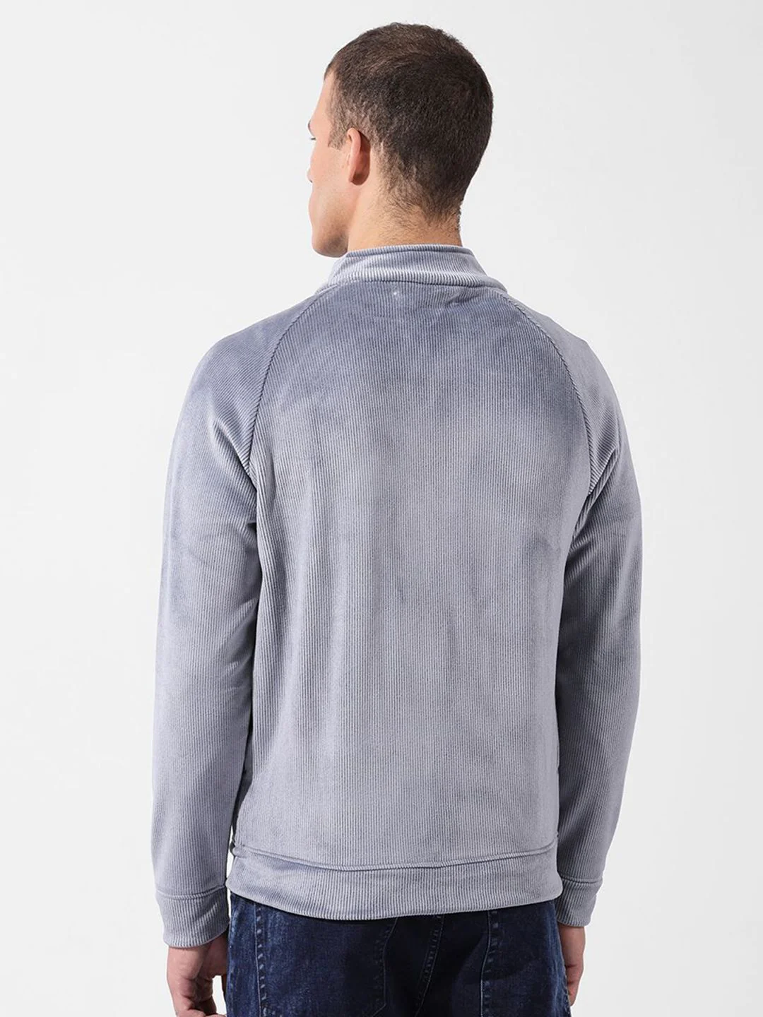 Men's Steel grey Regular Fit Textured Casual Sweatshirts - Image 6