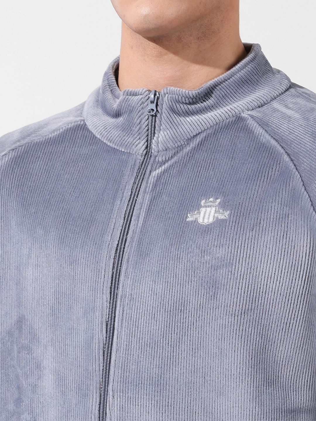 Men's Steel grey Regular Fit Textured Casual Sweatshirts - Image 7