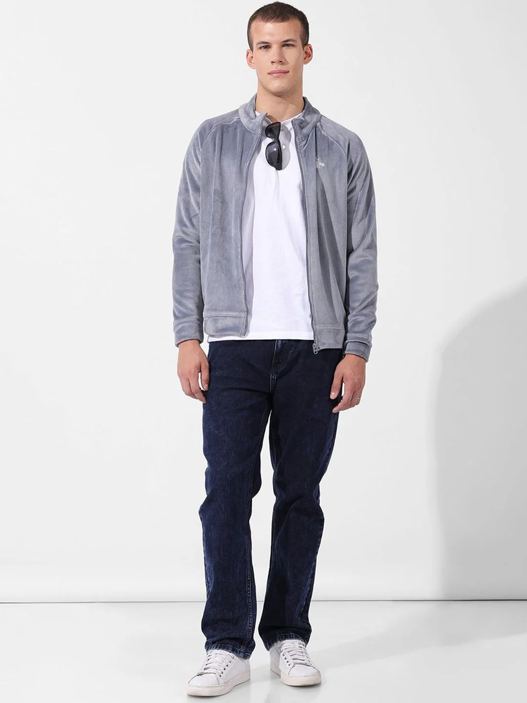 Men's Steel grey Regular Fit Textured Casual Sweatshirts - Image 8