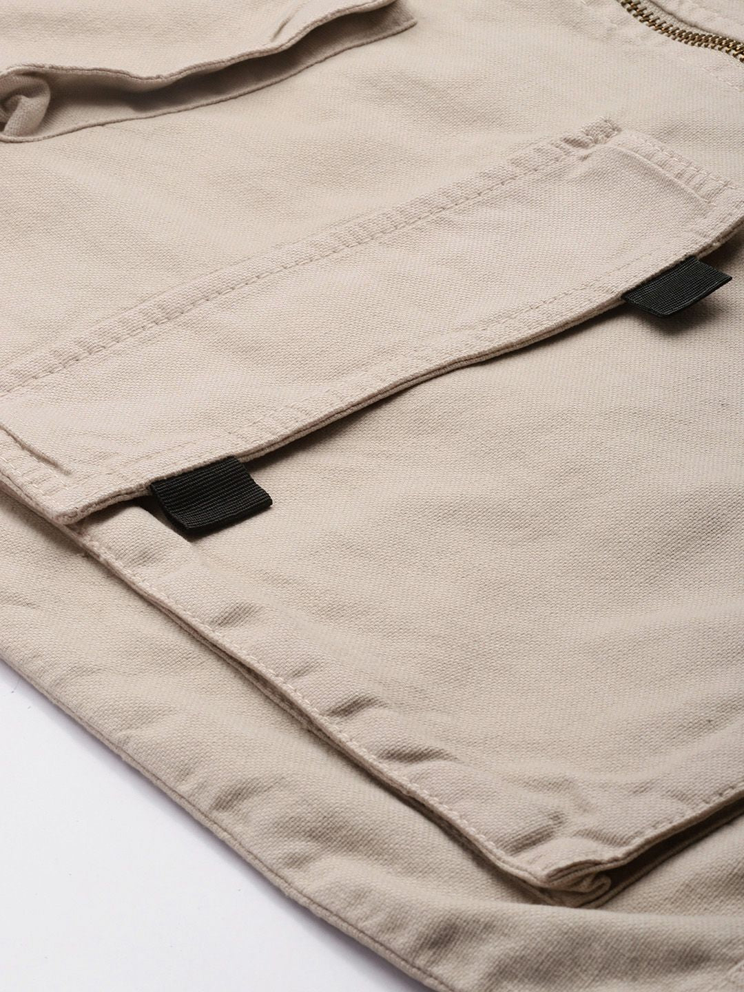 Men's Oat Milk Regular Fit Solid Utility Jacket - Image 6