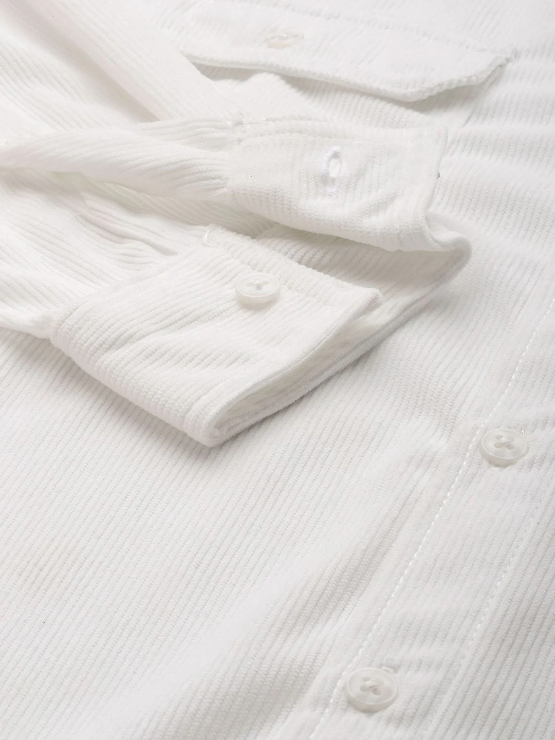 Men's White Regular Fit Solid Casual Shirt - Image 6