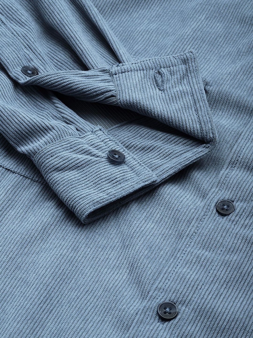 Men's Blue Regular Fit Solid Casual Shirt - Image 6