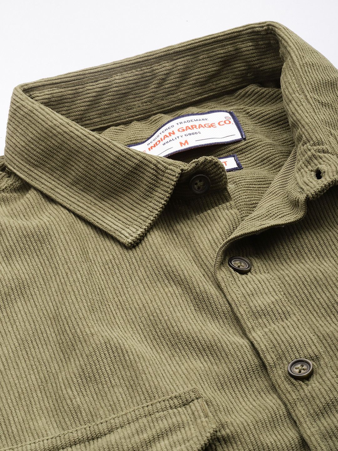 Men's Olive Regular Fit Solid Casual Shirt - Image 3