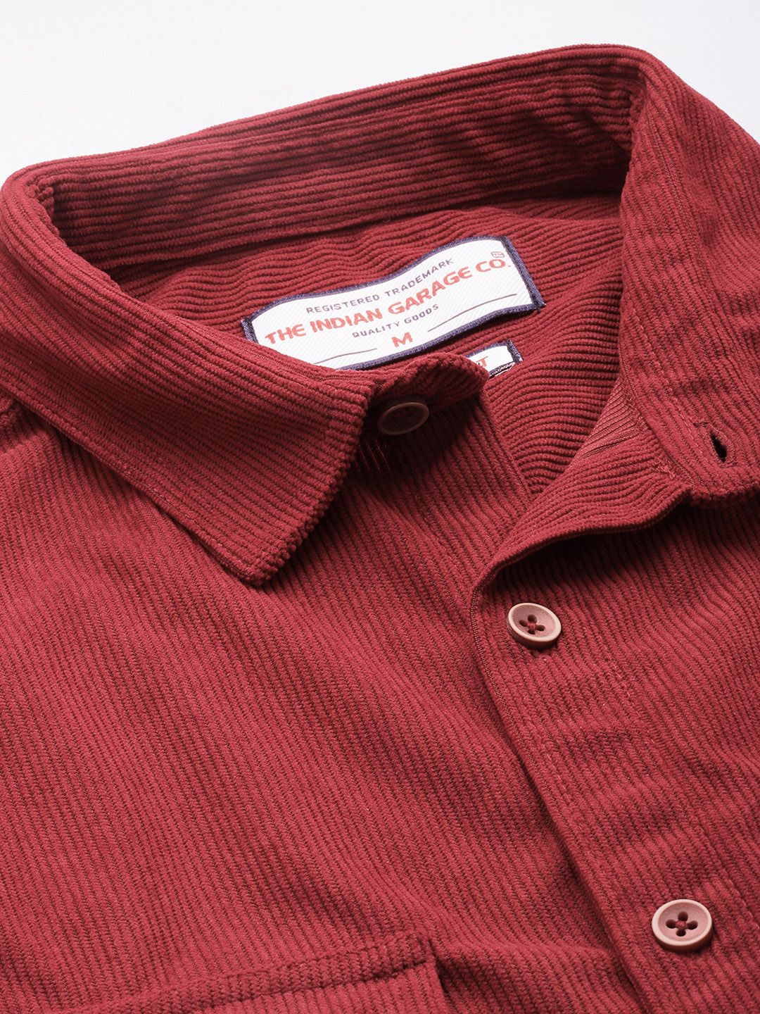 Men's Red Regular Fit Solid Casual Shirt - Image 3