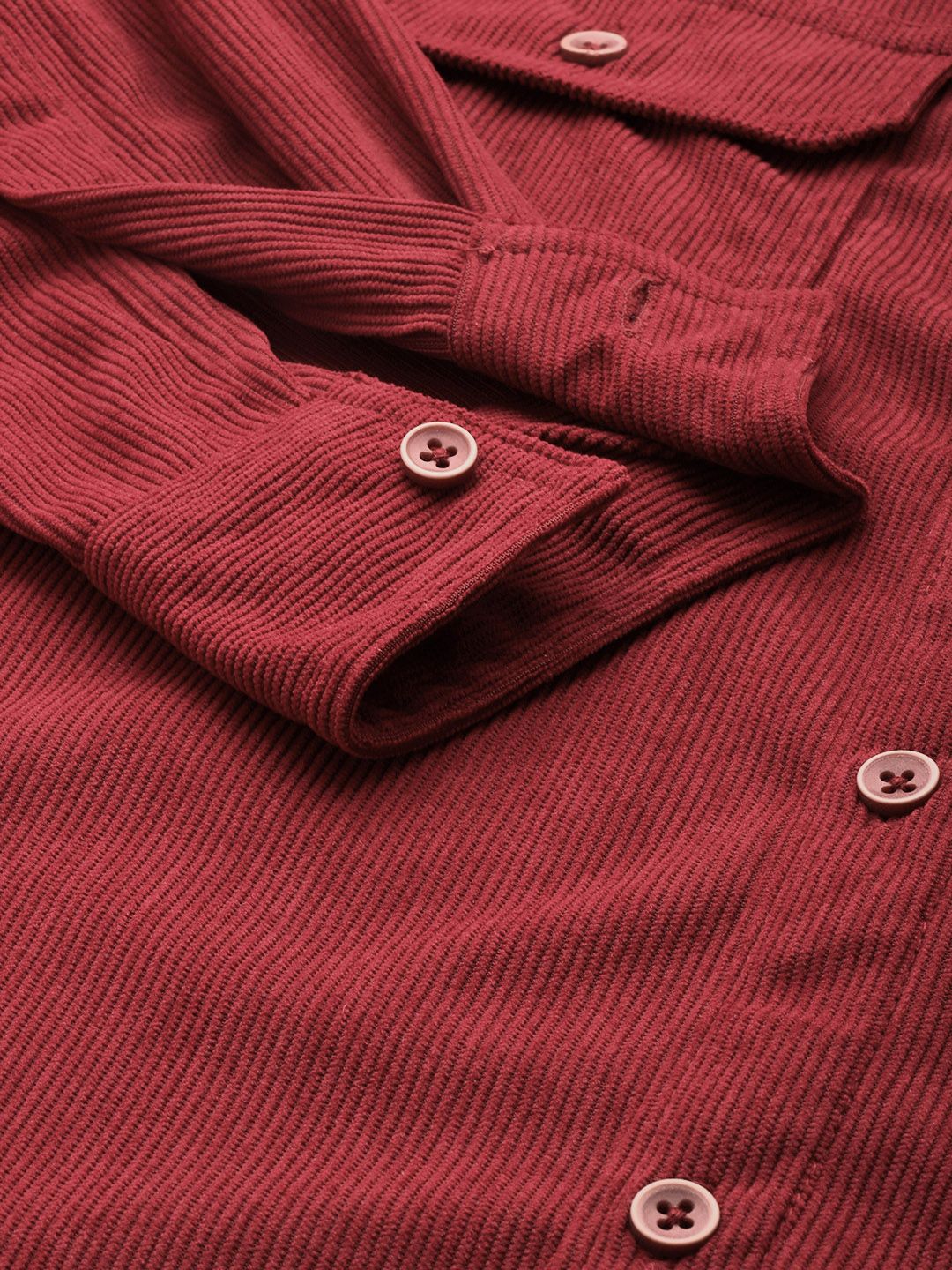 Men's Red Regular Fit Solid Casual Shirt - Image 6