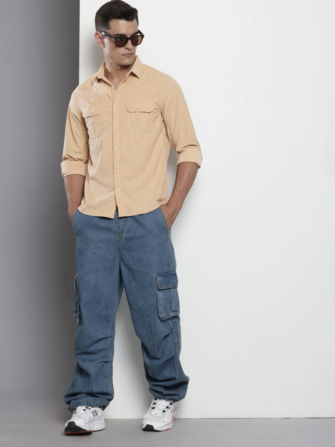 Men's Beige Regular Fit Solid Casual Shirt - Image 4