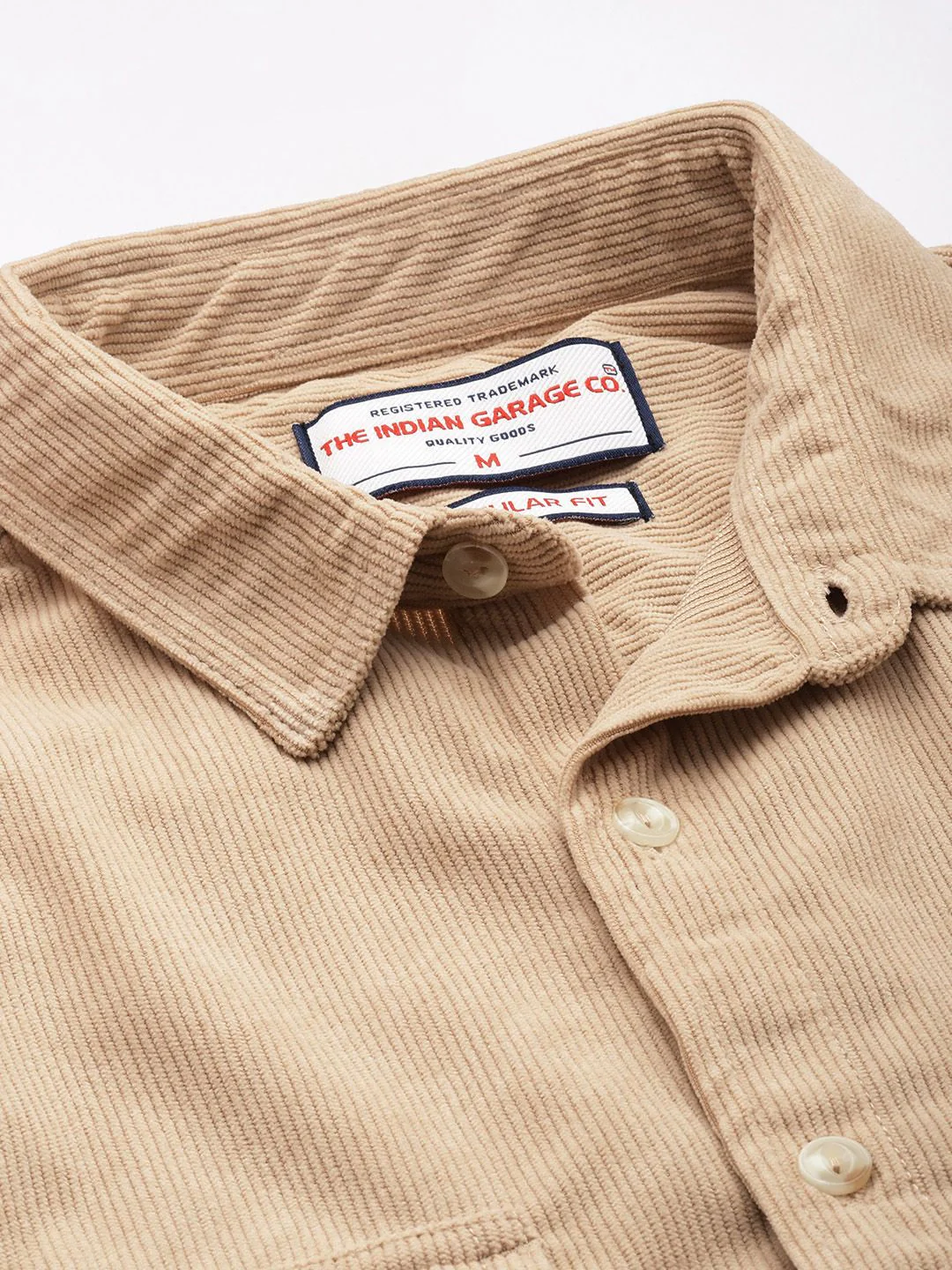 Men's Beige Regular Fit Solid Casual Shirt - Image 5
