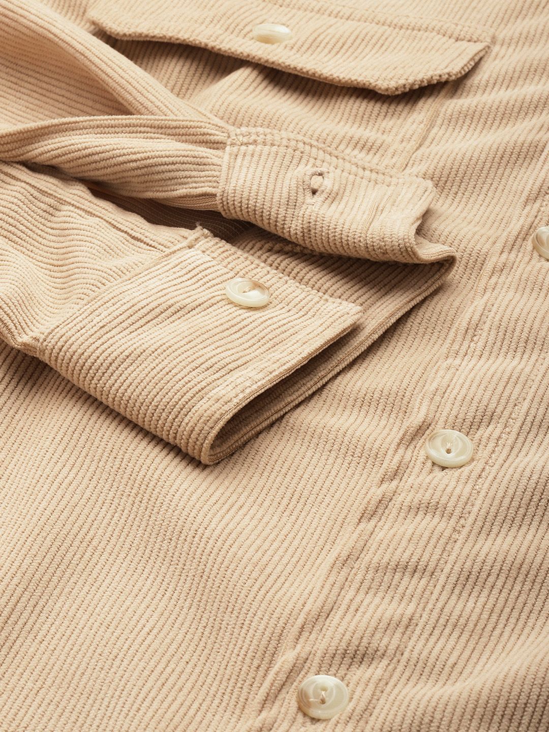 Men's Beige Regular Fit Solid Casual Shirt - Image 6