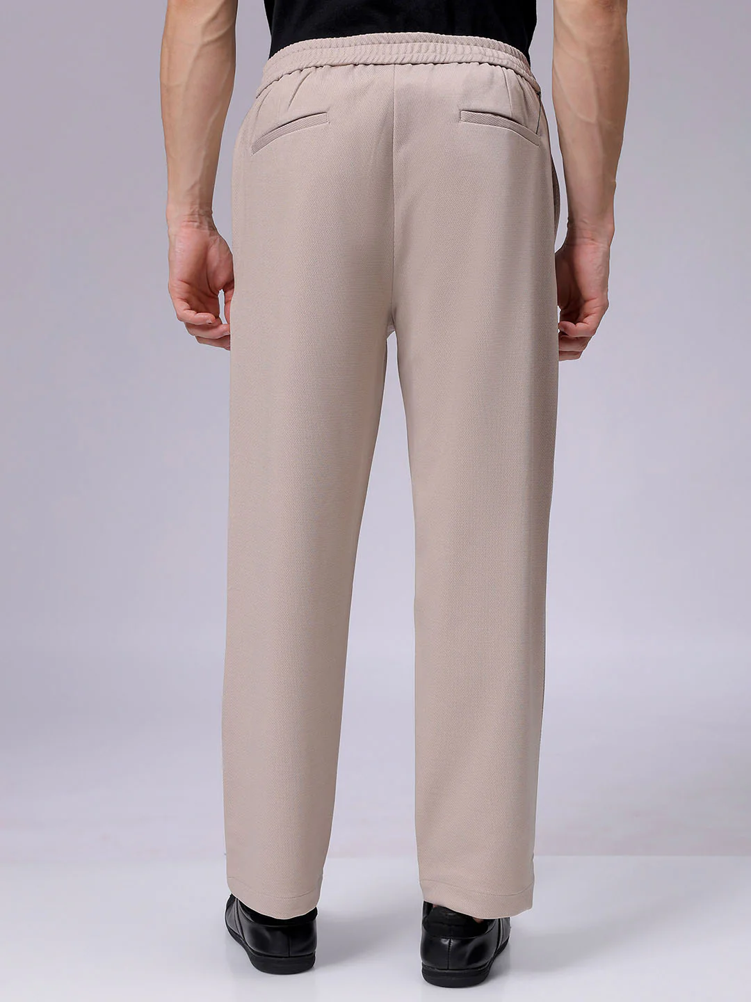 Men's Light Beige Regular Fit Solid Casual Chinos - Image 5