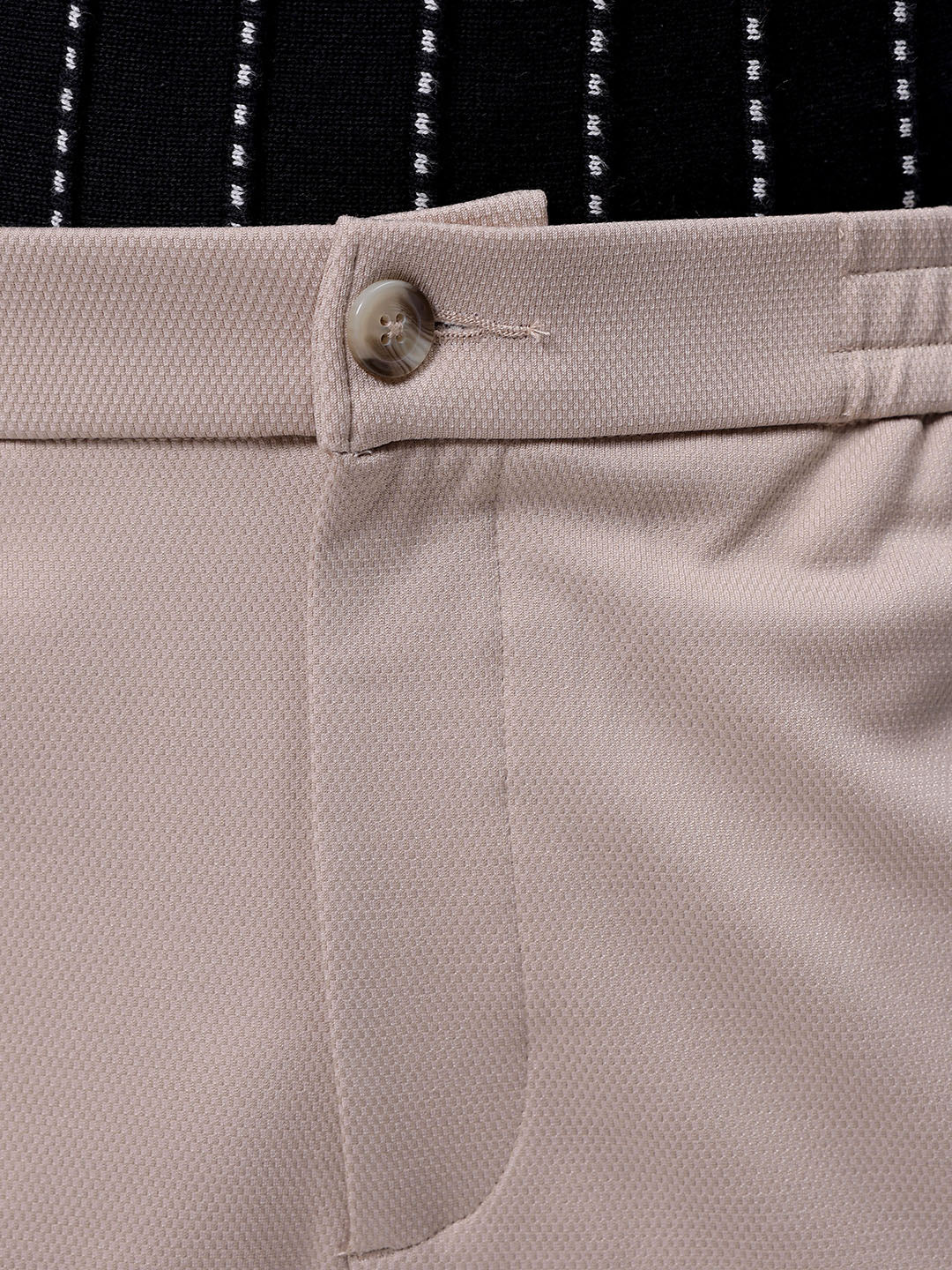 Men's Light Beige Regular Fit Solid Casual Chinos - Image 6