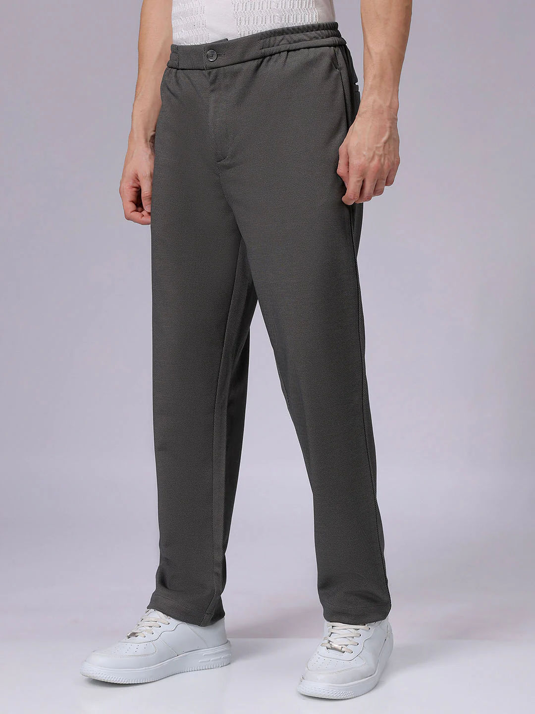Men's Earthy Green Regular Fit Solid Casual Chinos - Image 2