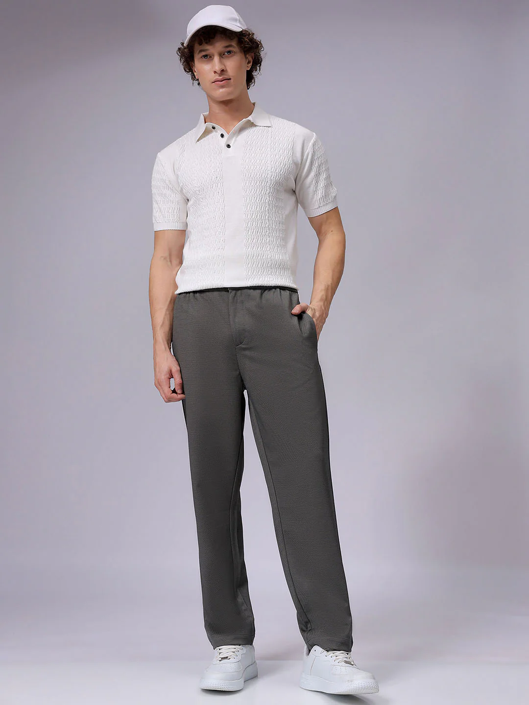Men's Earthy Green Regular Fit Solid Casual Chinos - Image 3