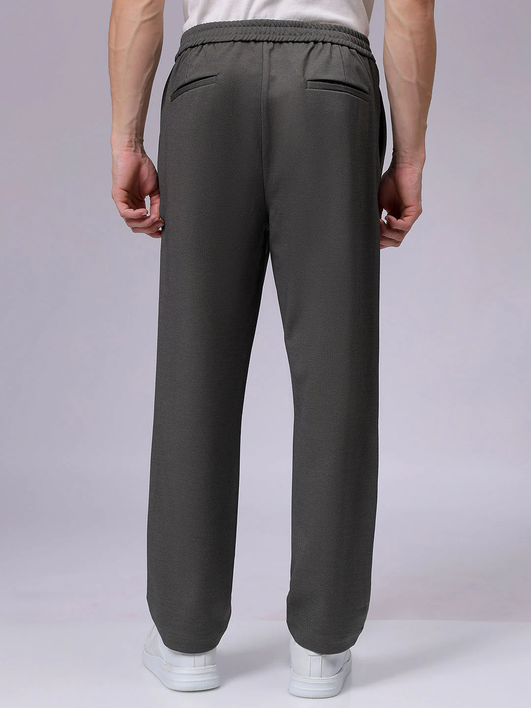 Men's Earthy Green Regular Fit Solid Casual Chinos - Image 5
