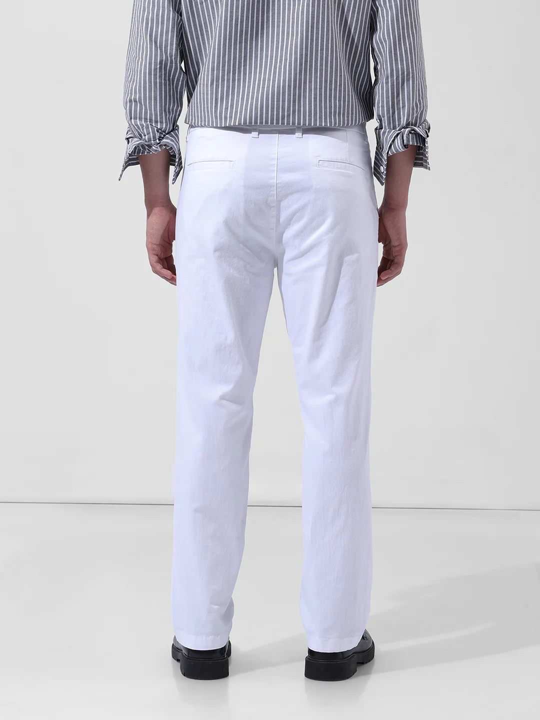 Men's White Regular Fit Solid Casual Chinos - Image 6