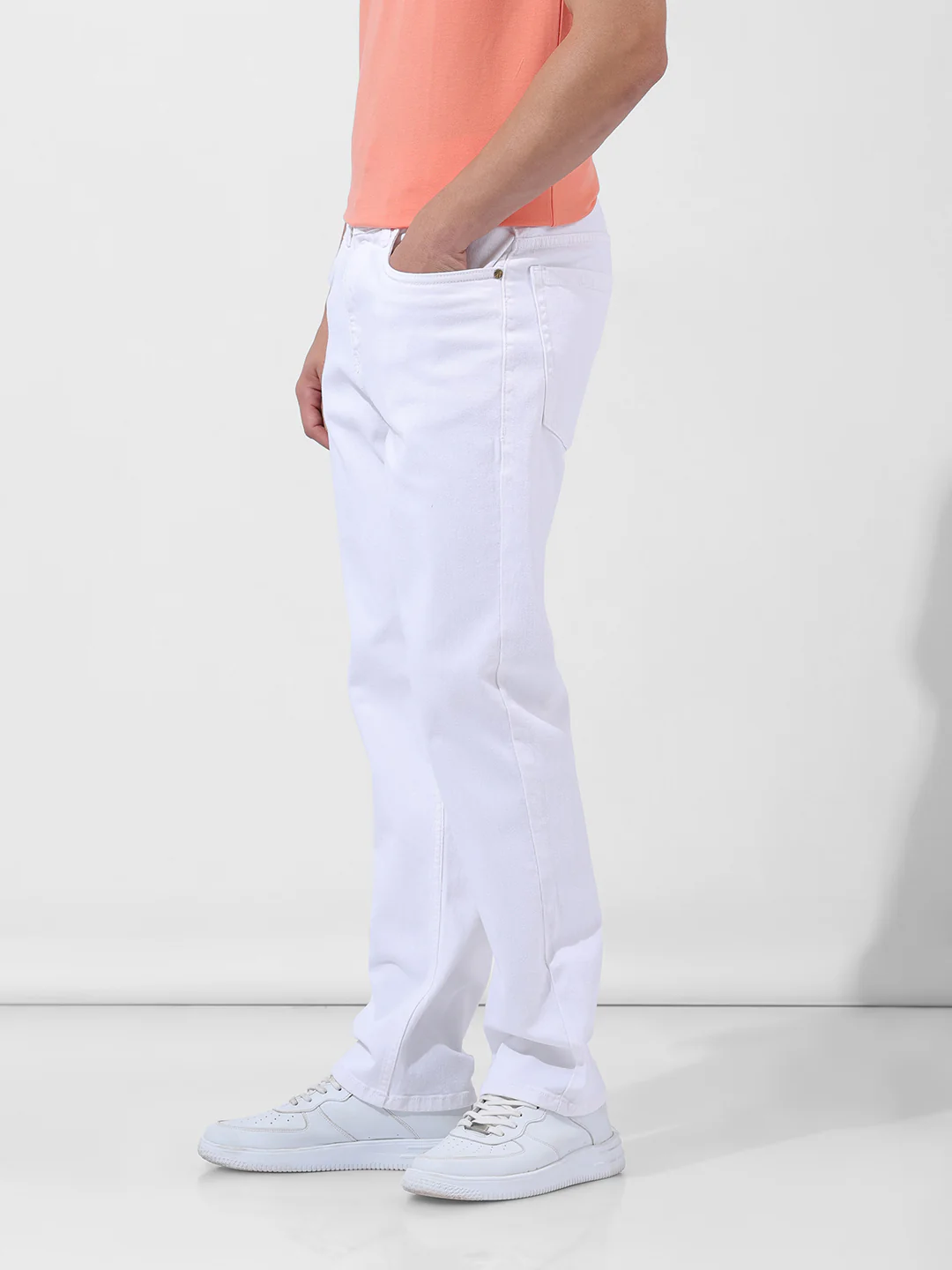 Men's White Regular Fit Casual Jeans - Image 2