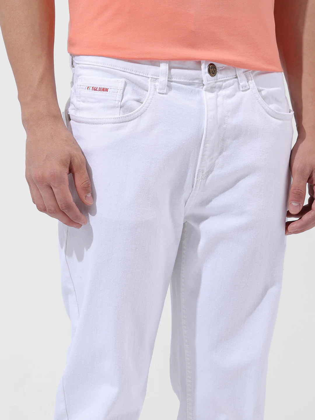 Men's White Regular Fit Casual Jeans - Image 4