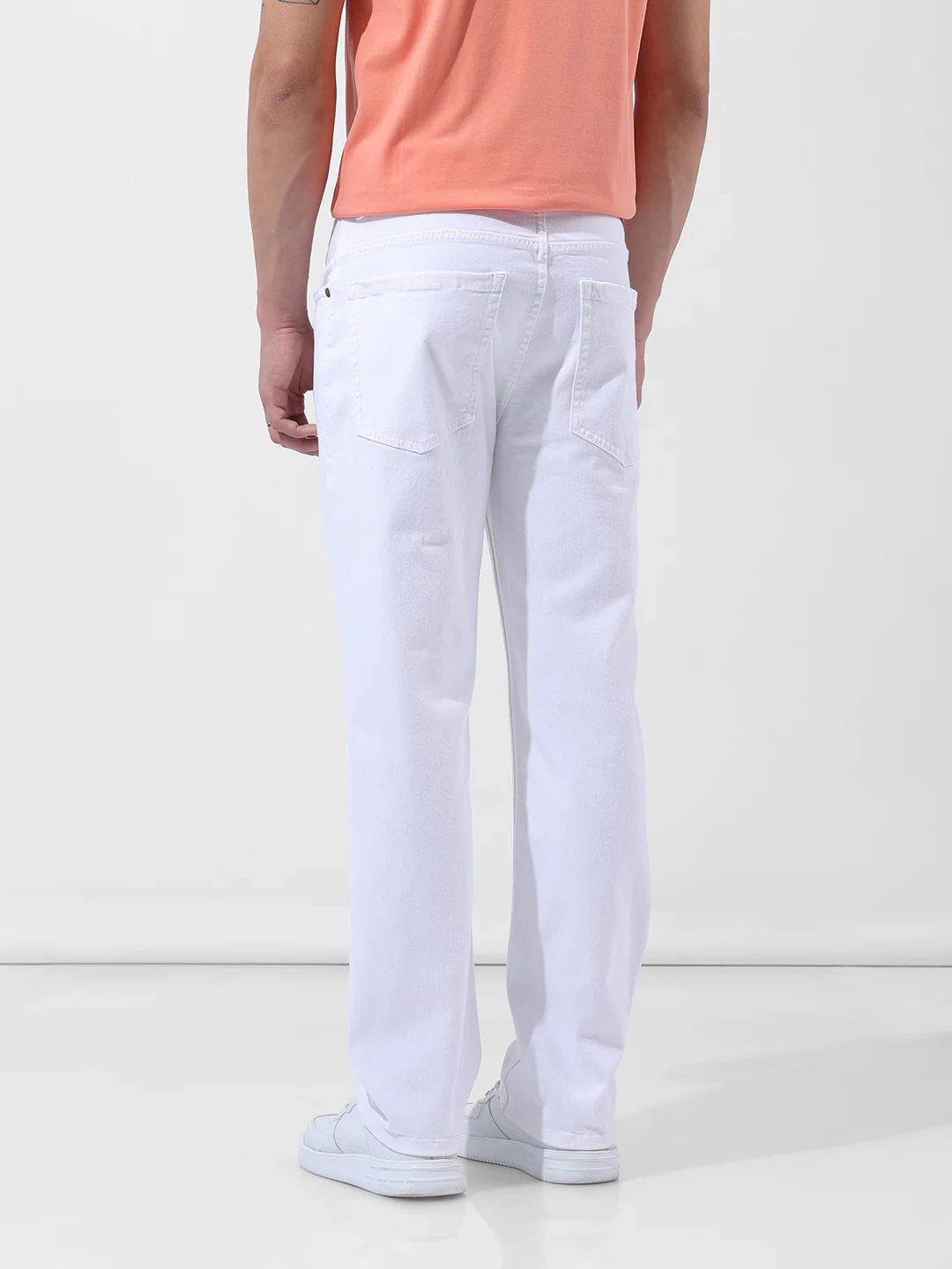 Men's White Regular Fit Casual Jeans - Image 6