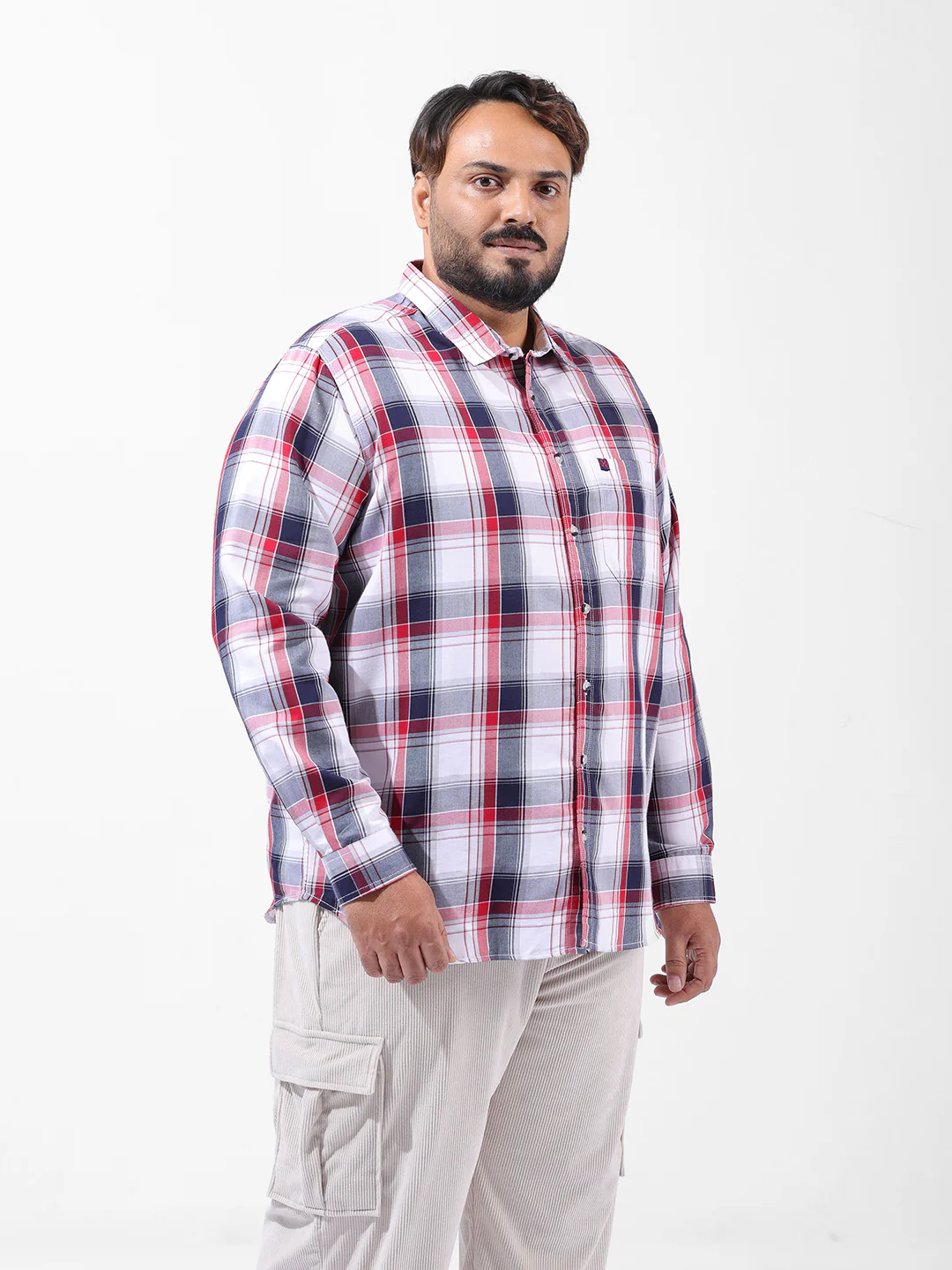Men's White Regular Fit Checked Casual Shirt - Image 2