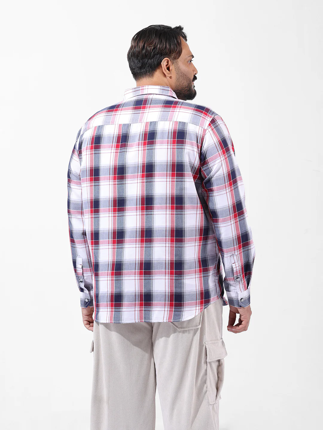 Men's White Regular Fit Checked Casual Shirt - Image 4