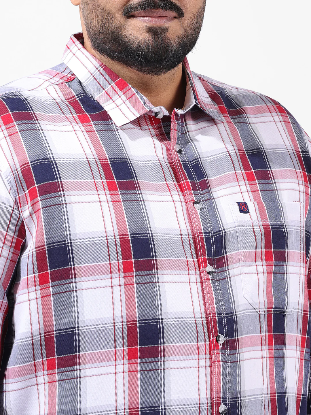 Men's White Regular Fit Checked Casual Shirt - Image 6