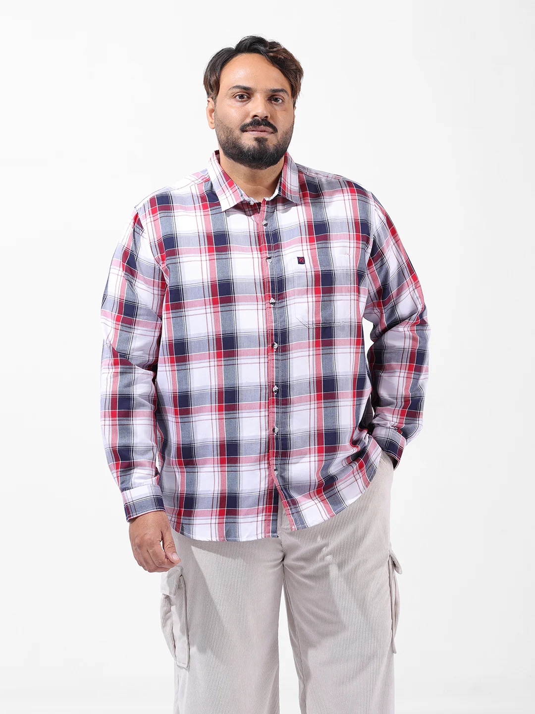 Men's White Regular Fit Checked Casual Shirt - Image 7