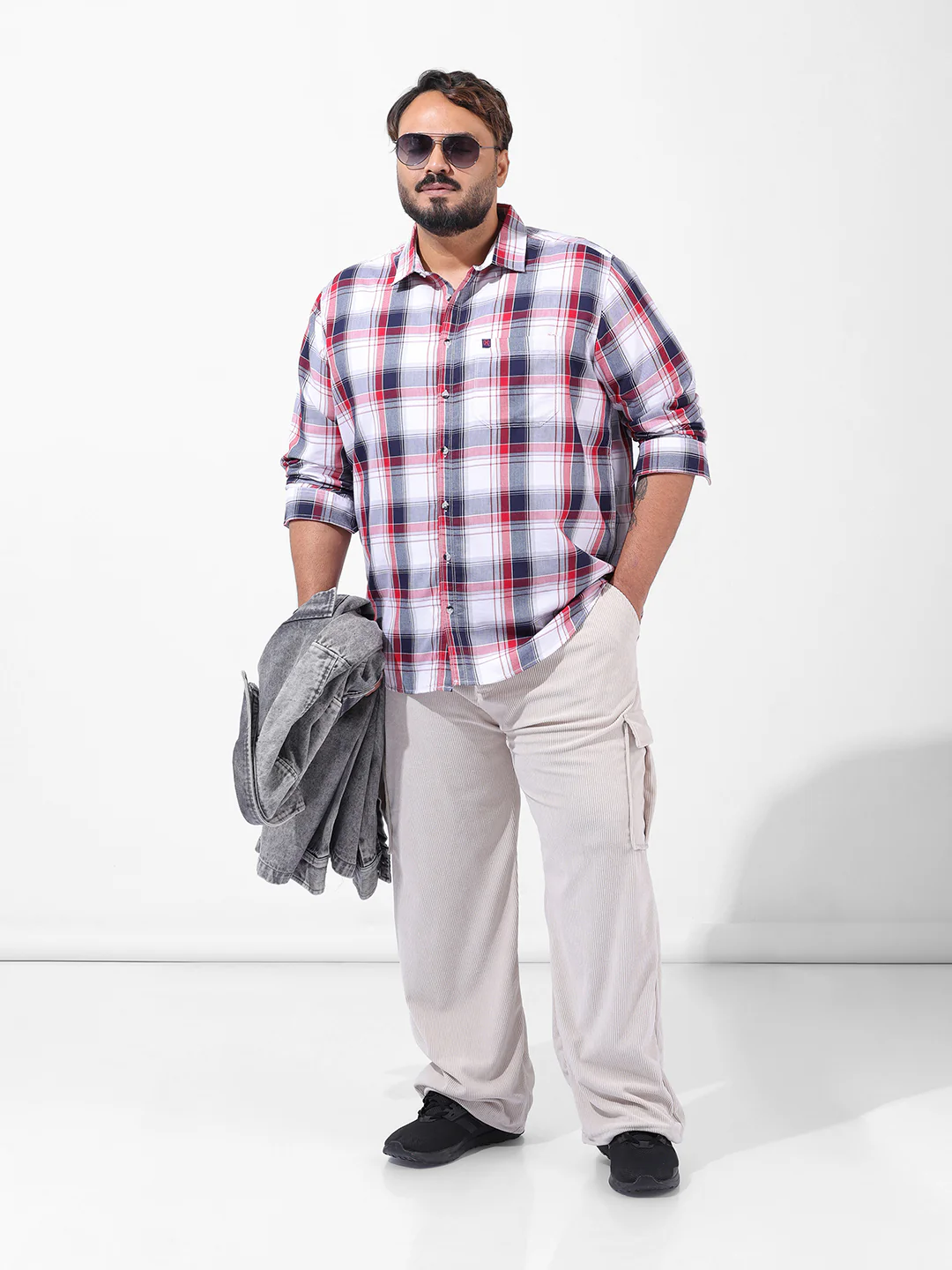 Men's White Regular Fit Checked Casual Shirt - Image 8