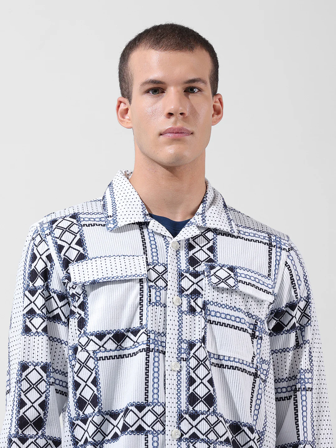 Men's White Regular Fit Printed Casual Shirt - Image 5