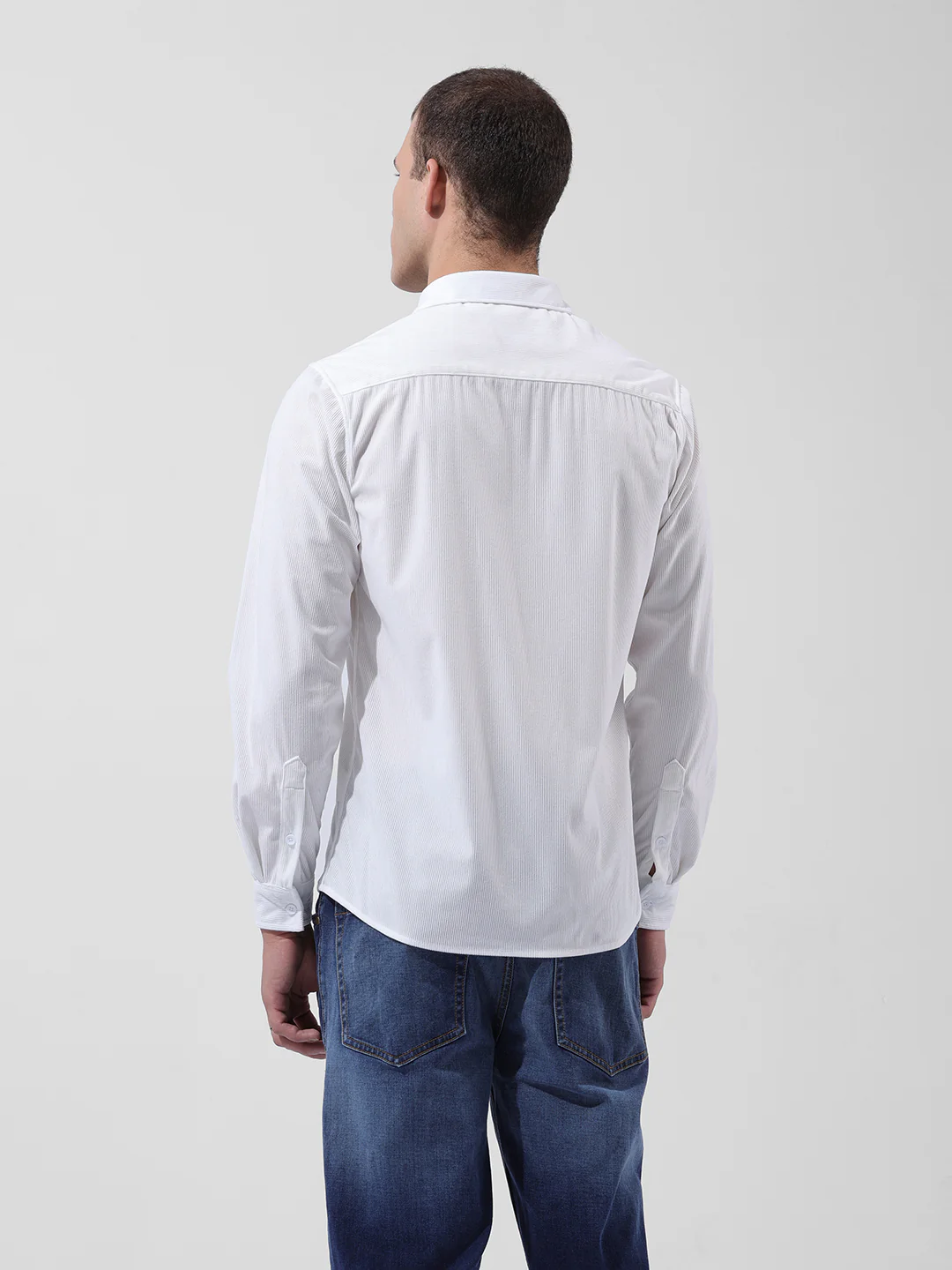 Men's White Regular Fit Embroided Street Shirt - Image 5