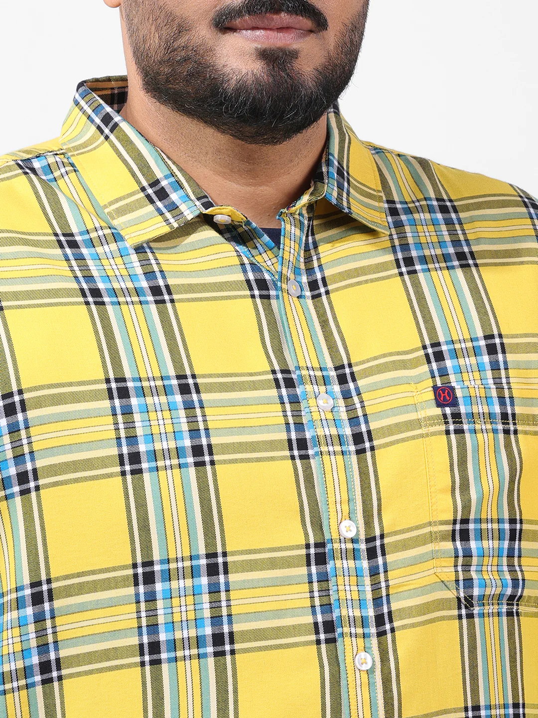 Men's Yellow Regular Fit Checked Casual Shirt - Image 6