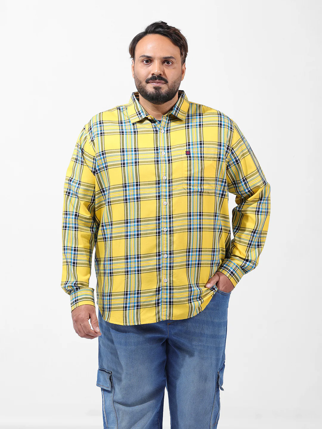 Men's Yellow Regular Fit Checked Casual Shirt - Image 7