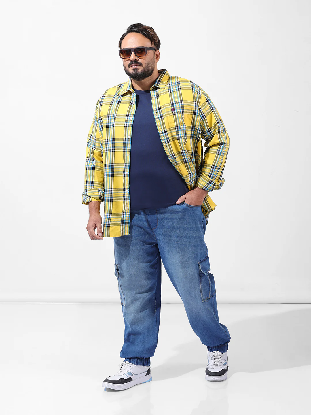 Men's Yellow Regular Fit Checked Casual Shirt - Image 8
