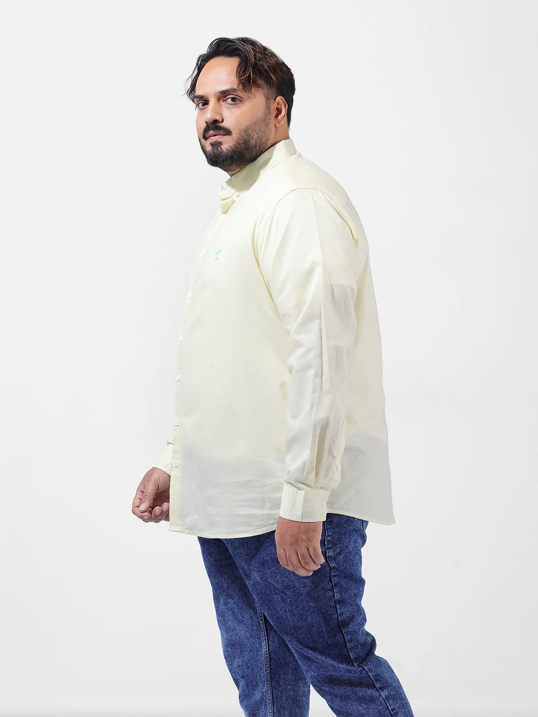 Men's Yellow Regular Fit Solid Casual Shirt - Image 3