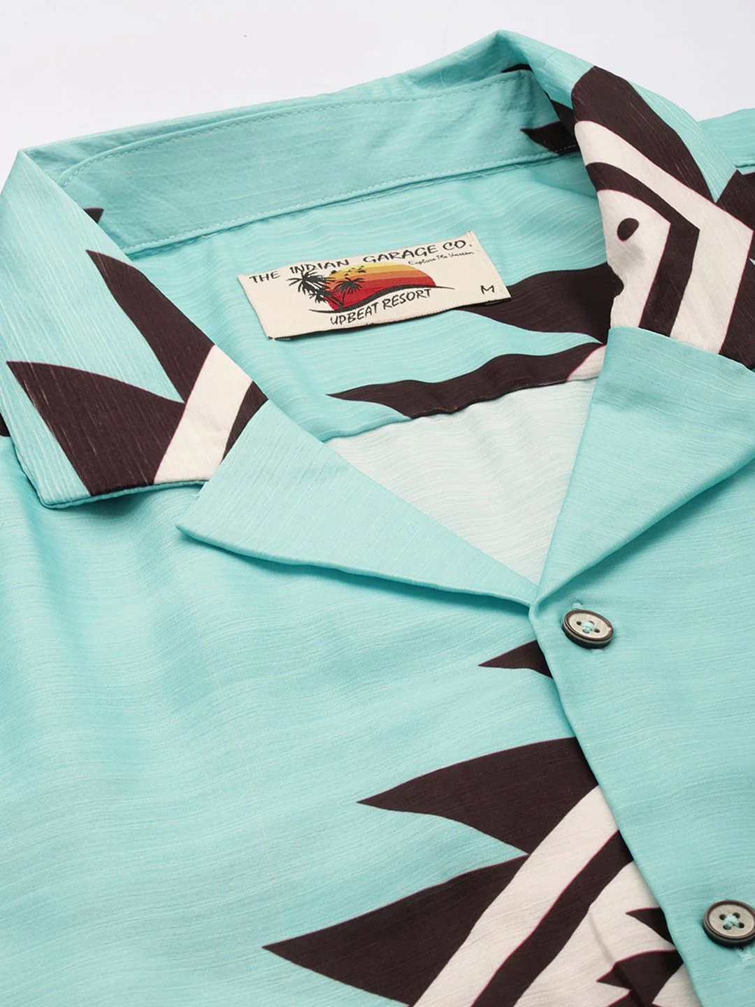 Men's Blue Relaxed Fit Printed Resort Wear Shirt - Image 5